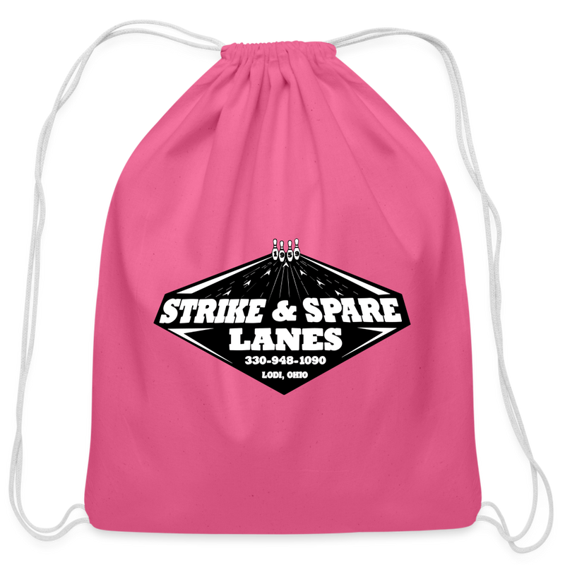 ST4L Sports - Cotton Drawstring Bag - Strike & Spare Lanes - pink