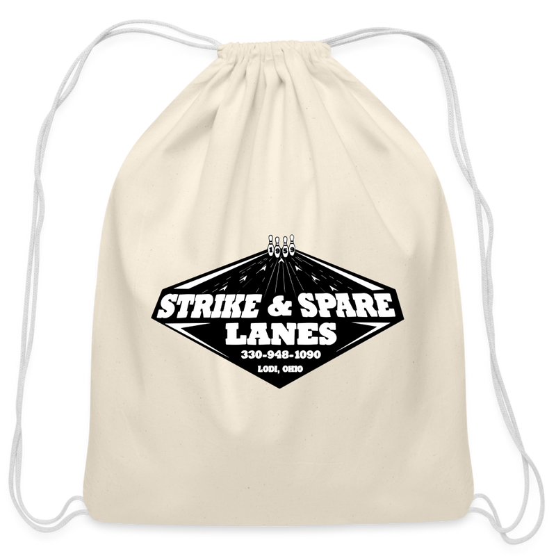 ST4L Sports - Cotton Drawstring Bag - Strike & Spare Lanes - natural