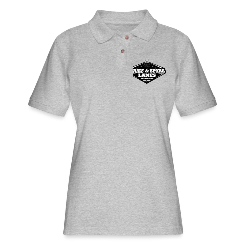 ST4L Sports - Women's Pique Polo Shirt - Strike & Spare Lanes - heather gray