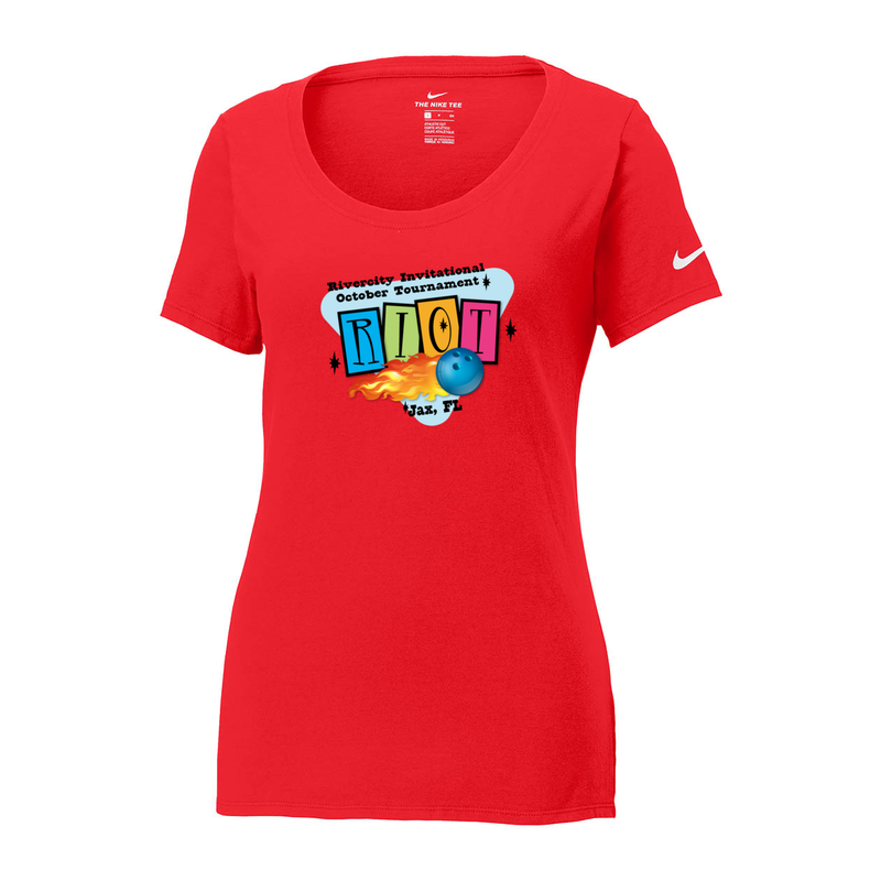ST4L Sports NKBQ5236 Nike Ladies Cotton Scoop Neck Tee - Riot