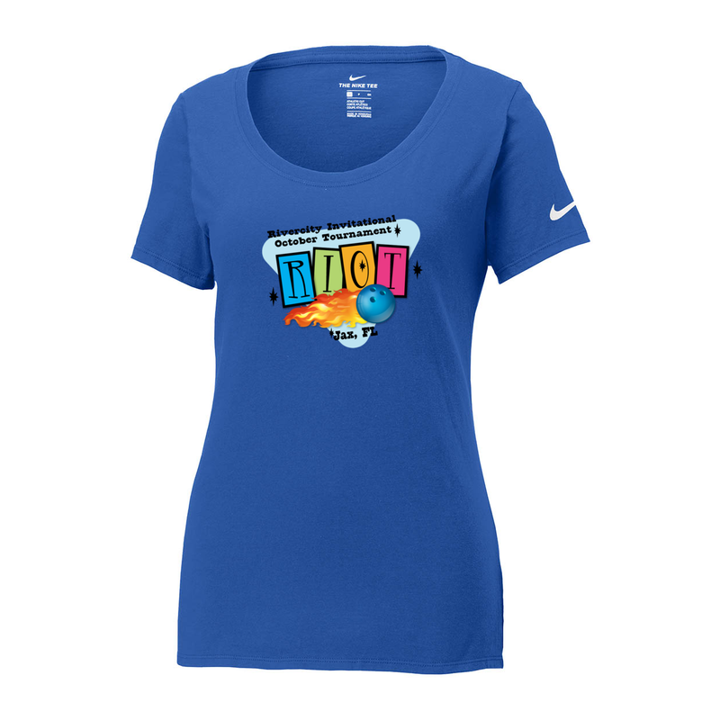 ST4L Sports NKBQ5236 Nike Ladies Cotton Scoop Neck Tee - Riot