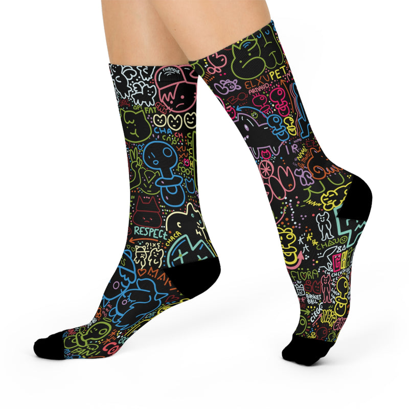 ST4L Sports Cushioned Crew Socks - Custom Design "Graffiti"