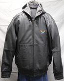 Leather Hoodie with Full Metal Zipper