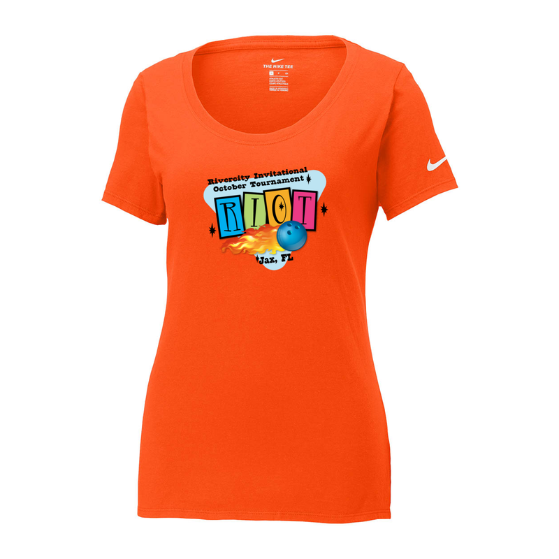 ST4L Sports NKBQ5236 Nike Ladies Cotton Scoop Neck Tee - Riot