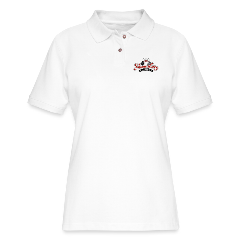 ST4L Sports Women's Pique Polo Shirt - Shrewsbury Lanes - white