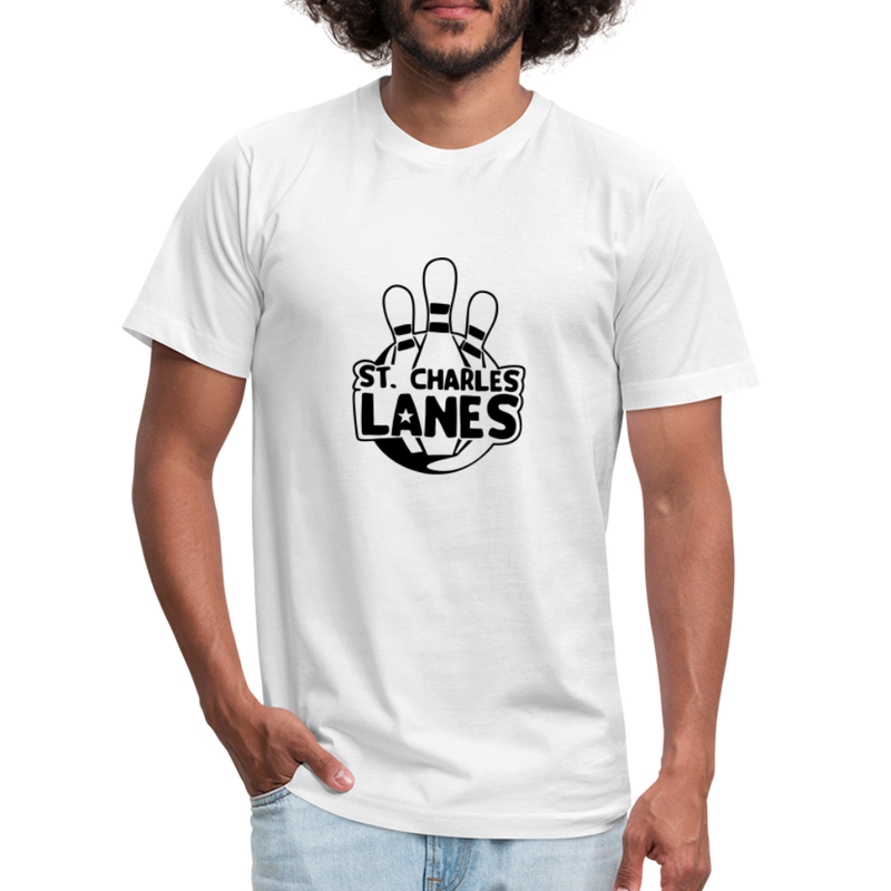 ST4L Sports T-Shirt by Bella + Canvas Made in USA St. Charles Lanes - white