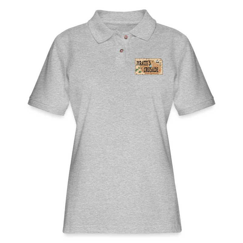 ST4L Sports Women's Pique Polo Shirt - Pirates Crusade - heather gray