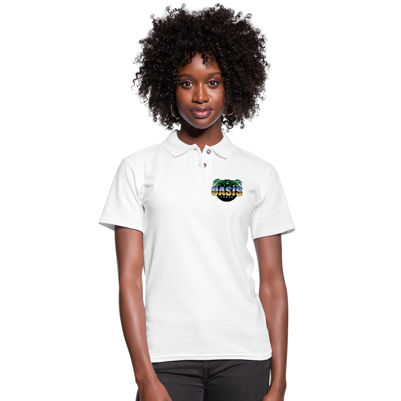 ST4L Sports Women's Pique Polo Shirt - Oasis Lanes - white