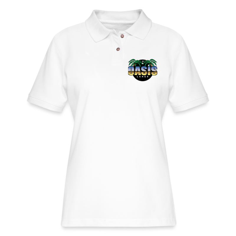 ST4L Sports Women's Pique Polo Shirt - Oasis Lanes - white