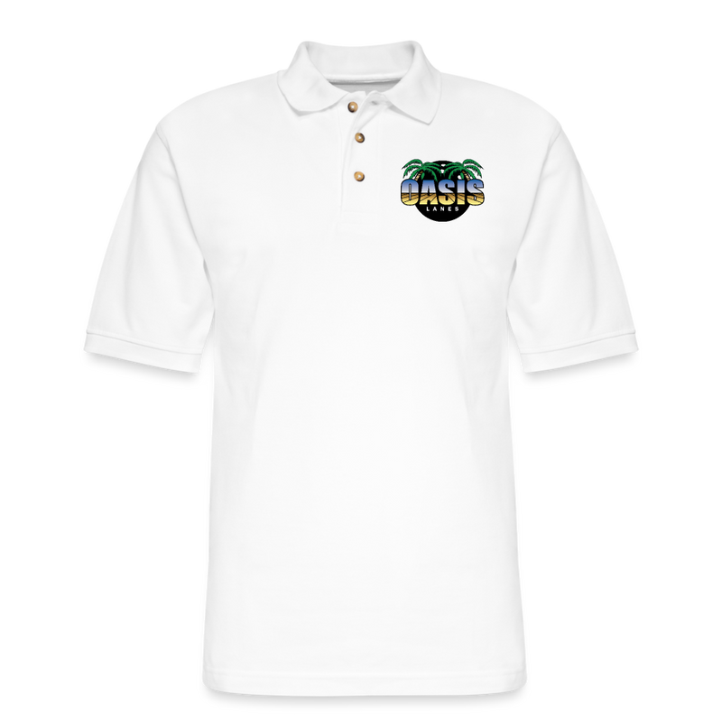 ST4L Sports Men's Pique Polo Shirt - Oasis Lanes - white