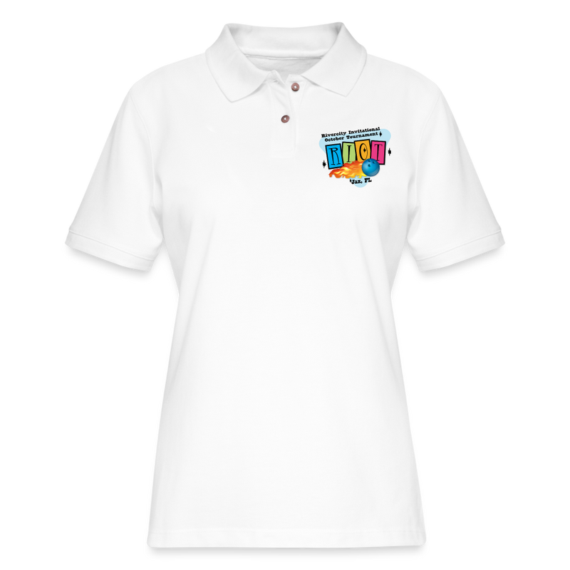 ST4L Sports Women's Pique Polo Shirt - RIOT - white