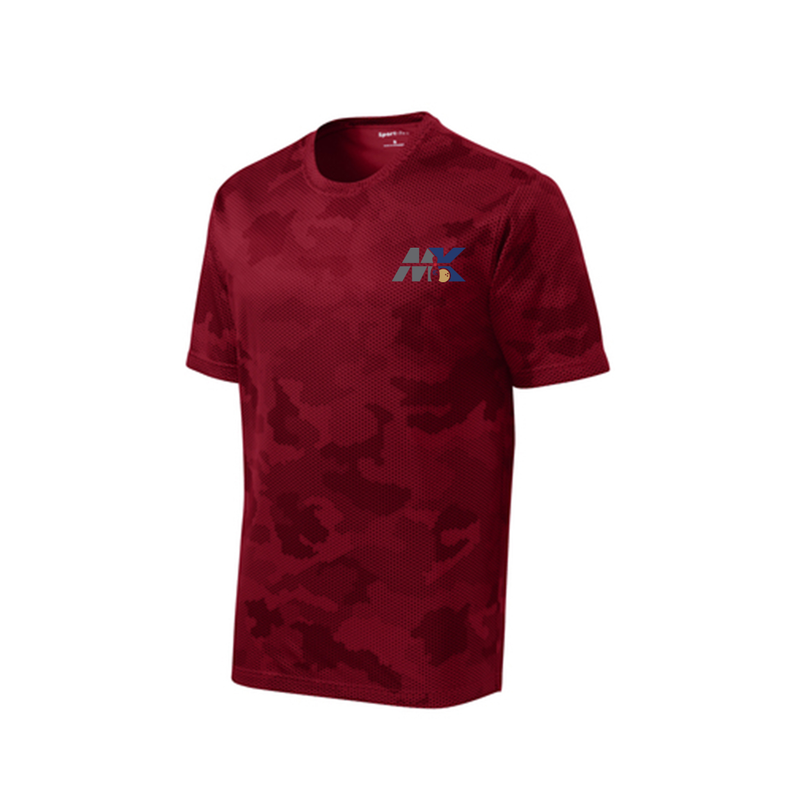 Sport-Tek Men's CamoHex Performance Tee - Moisture Wicking, 100% Polyester, Maroon