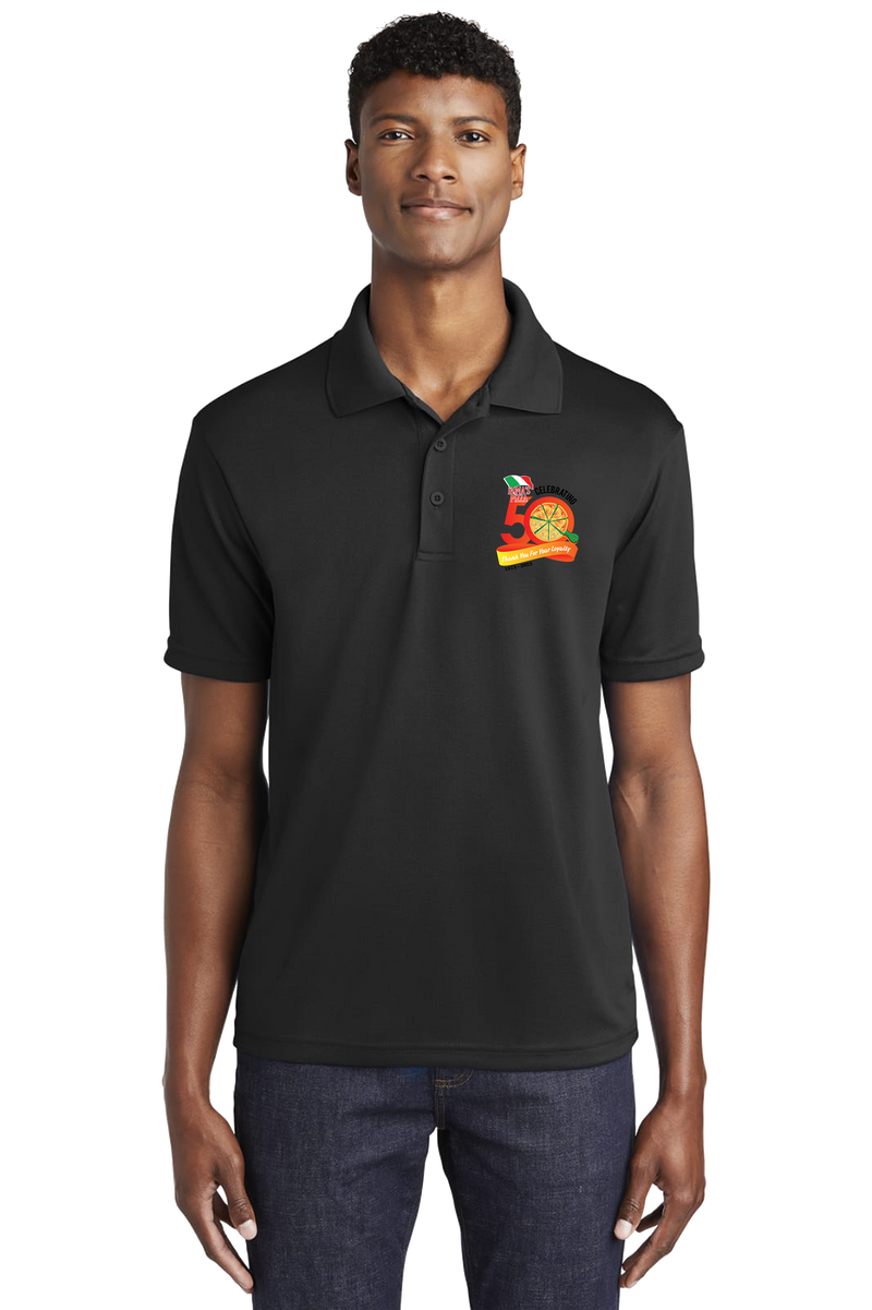 ST4L Sports ST640 Racer Mesh Polo Roma's Pizza 50th Anniversary