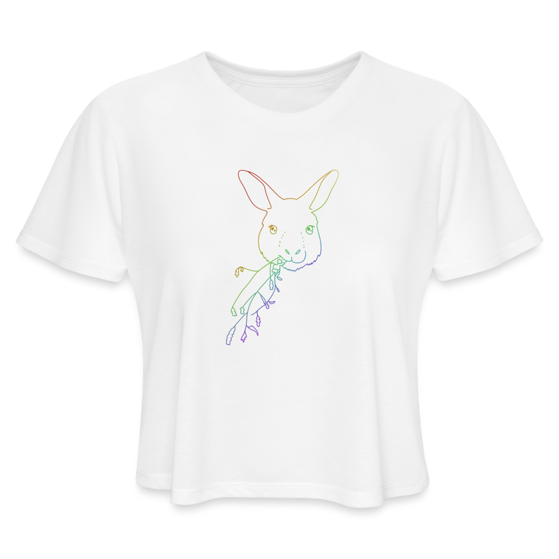 ST4L Sports Women's Cropped T-Shirt Color  cute Wallaby WCC - white