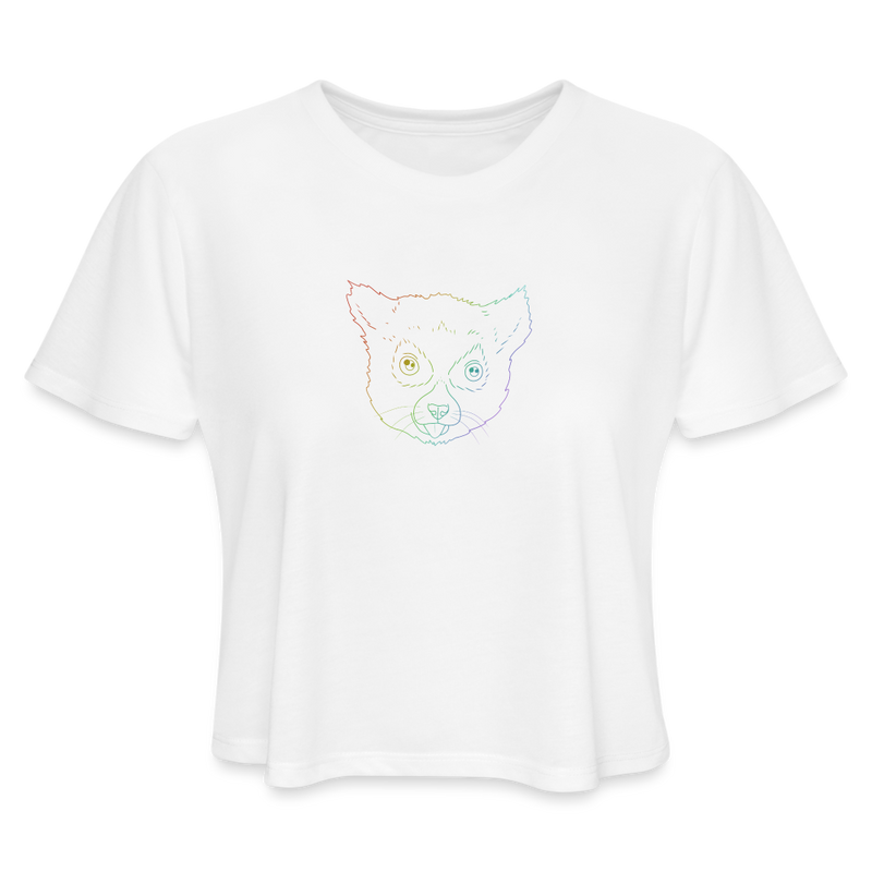 ST4L Sports Women's Cropped T-Shirt Color Lemur Tongue WCC - white