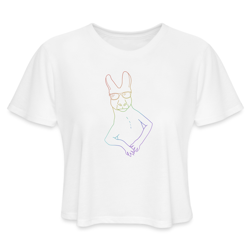 ST4L Sports Women's Cropped T-Shirt Color Cute Wallaby WCC - white