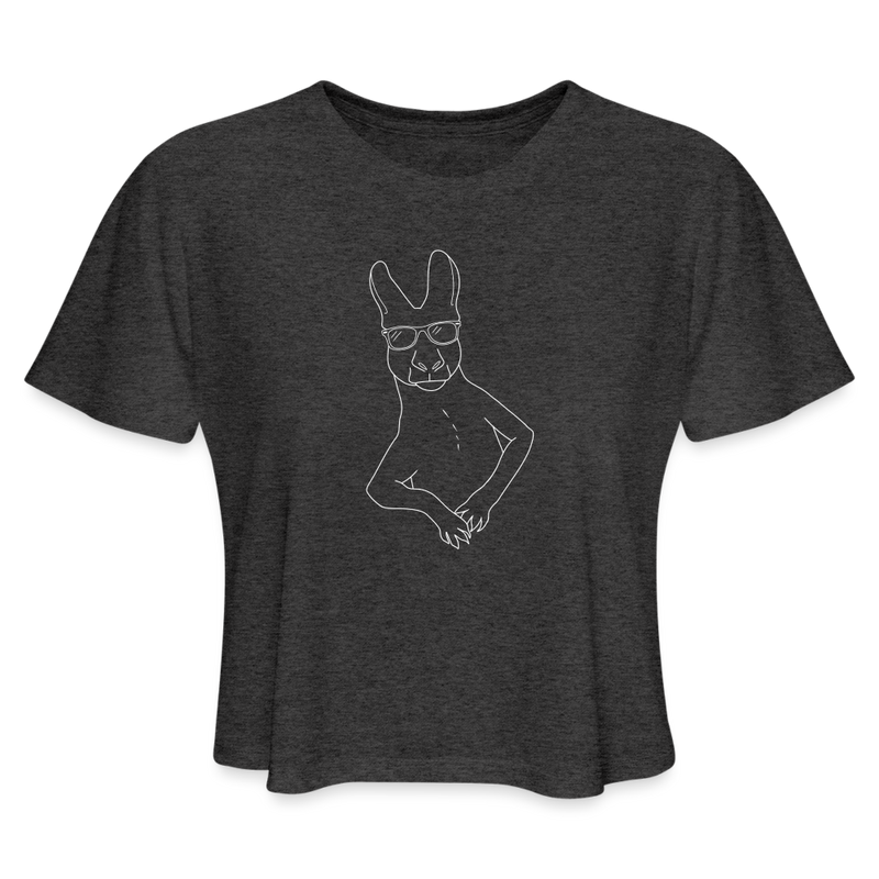 ST4L Sports Women's Cropped T-Shirt White Cute Wallaby WCC - deep heather