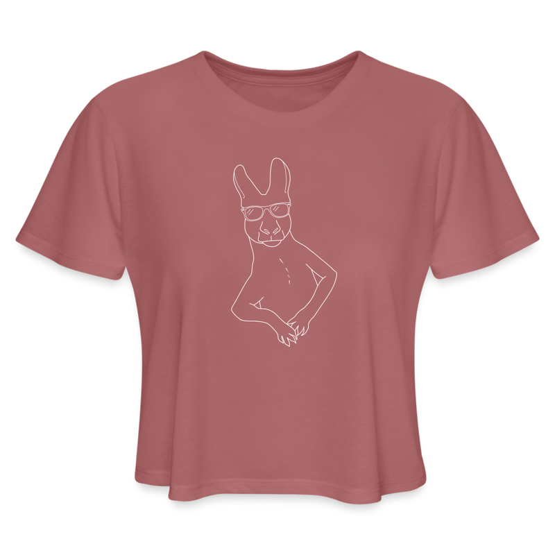 ST4L Sports Women's Cropped T-Shirt White Cute Wallaby WCC - mauve