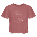 ST4L Sports Women's Cropped T-Shirt White Snake in Boot WCC - mauve