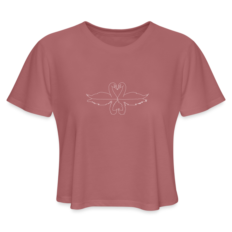 ST4L Sports Women's Cropped T-Shirt White Swans WCC - mauve